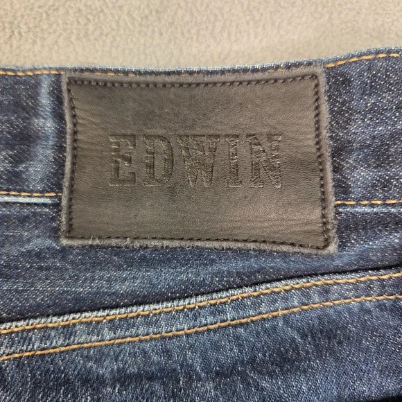 Edwin Jeans Mens 32x34 Blue Dark Wash ED-75 Mid Rise Tapered Japanese Denim - Picture 5 of 14